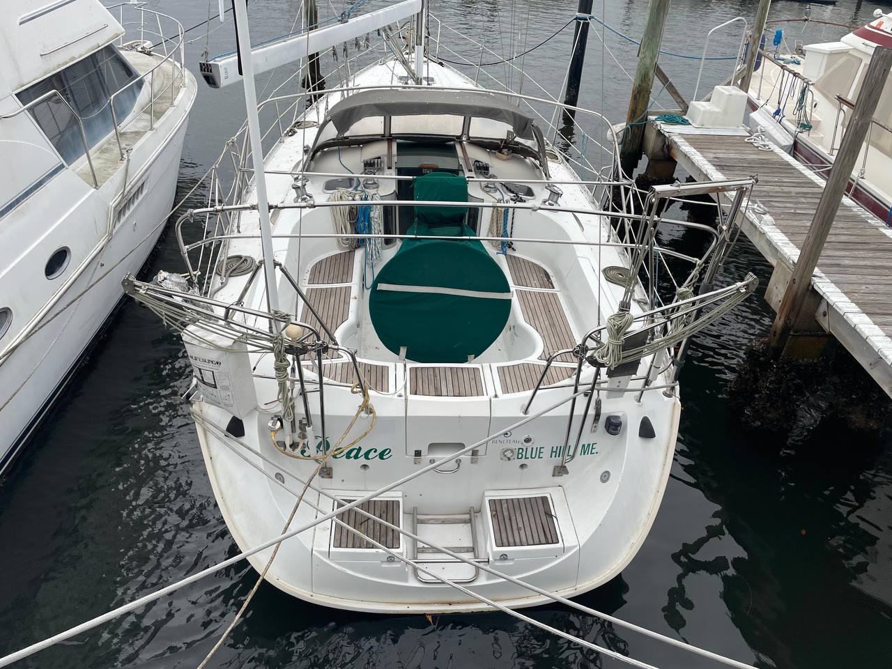 Sailboat at a marina dock ready for exterior washing